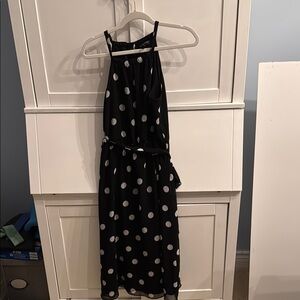Banana Republic Black Midi Dress with White Dots